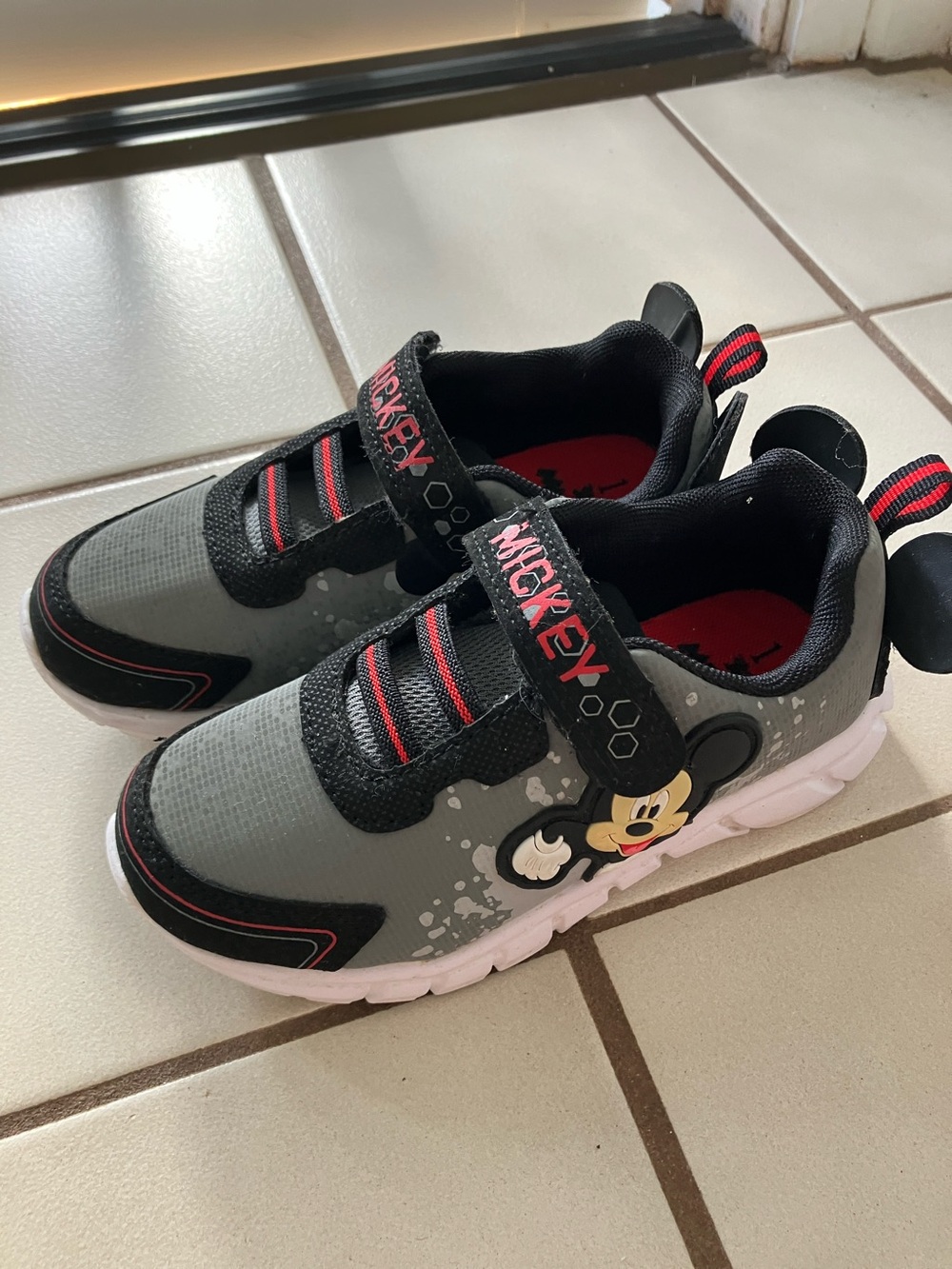 Disney Gray & Black Kids' Sneakers with Red Accents